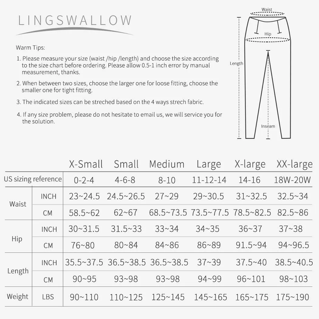 Lingswallow High Waist Yoga Pants - Yoga Pants with Pockets Tummy Control, 4 Ways Stretch Workout Running Yoga Leggings