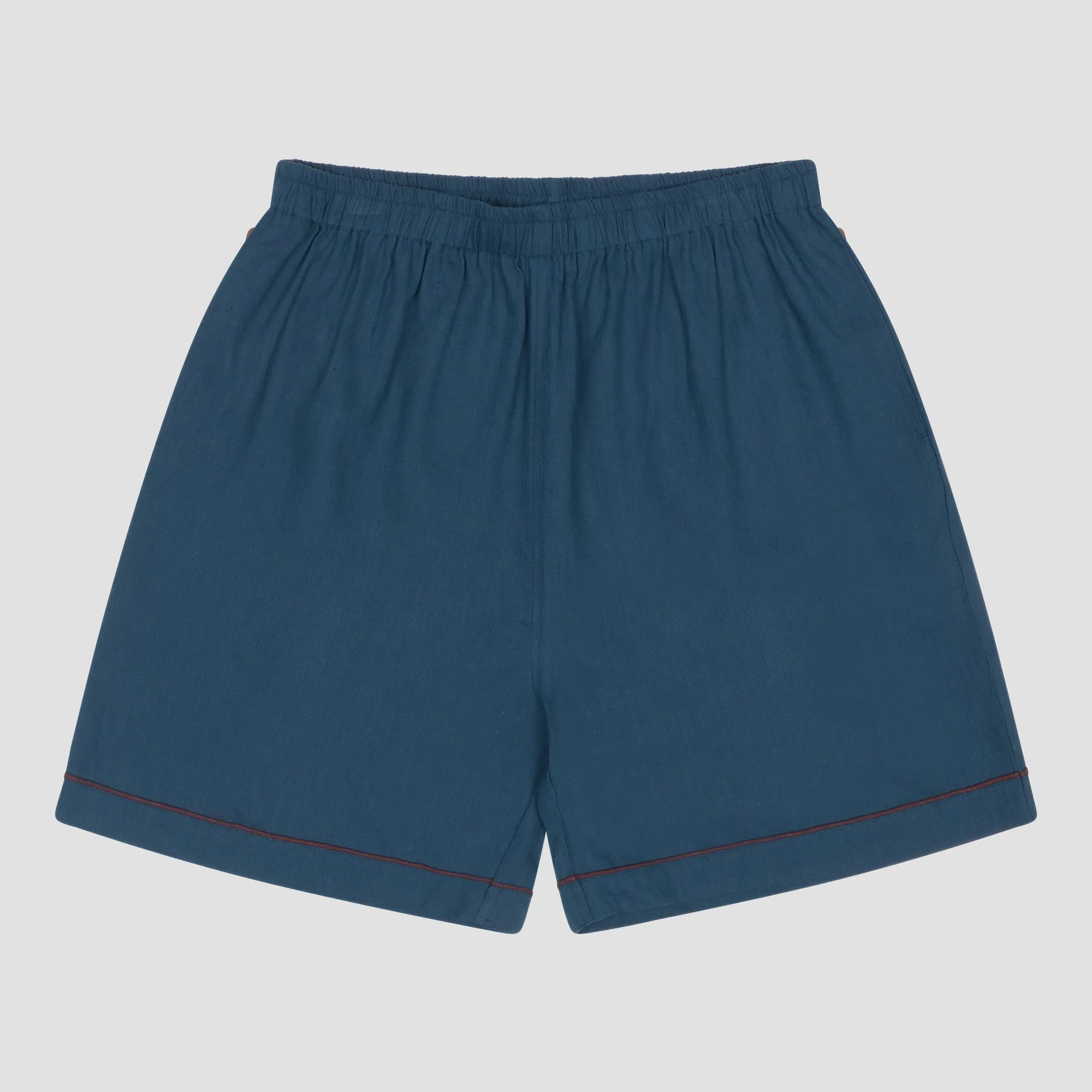 Marine Blue Linen Men's Pyjama Shorts