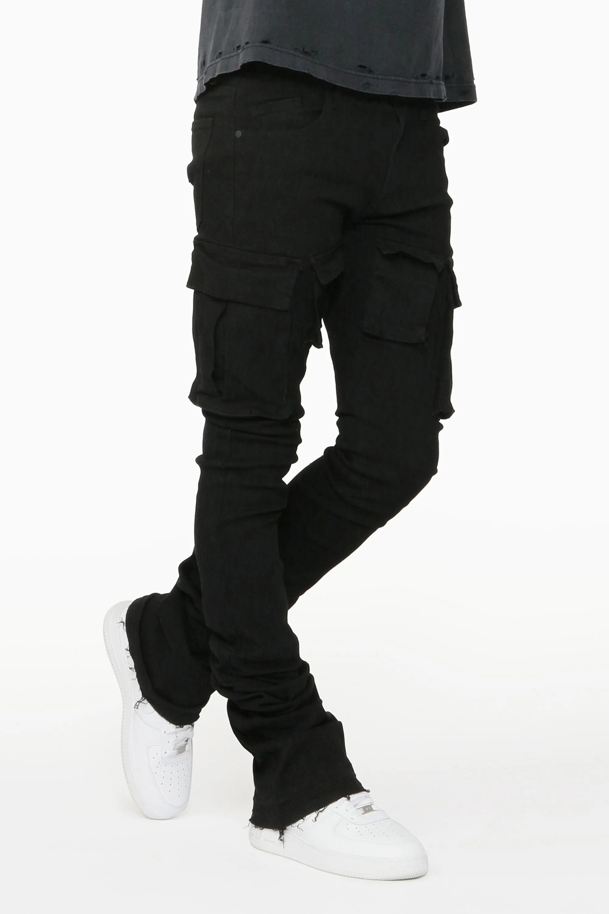 Nemy Black Super Stacked Flare Jean