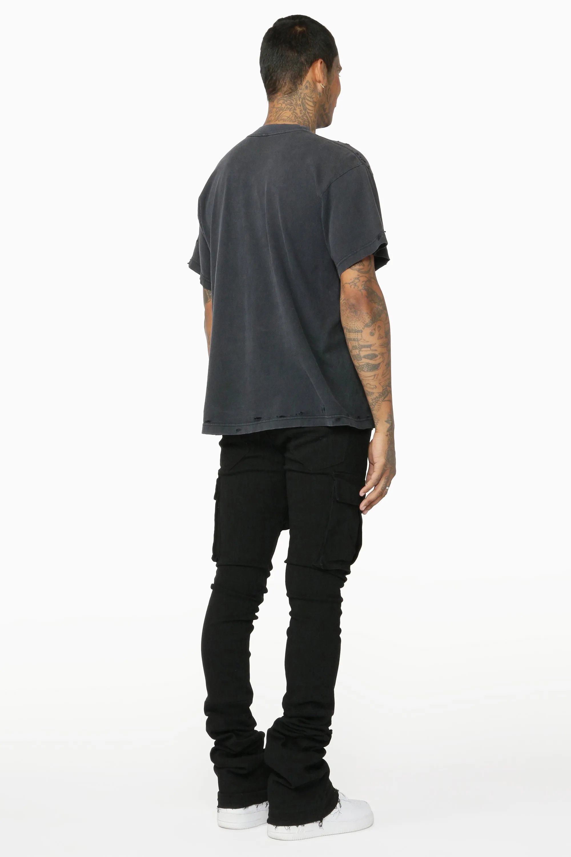 Nemy Black Super Stacked Flare Jean