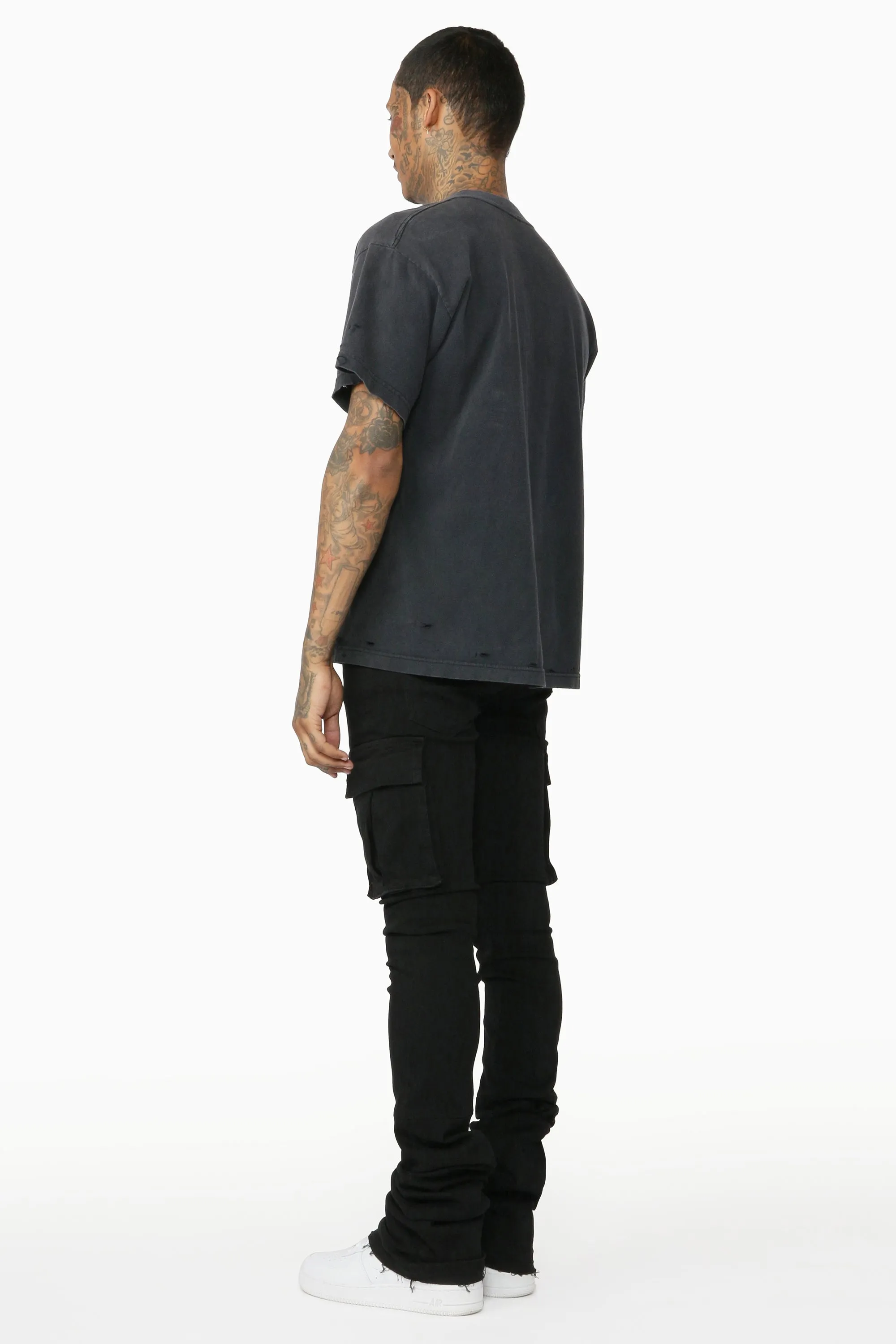 Nemy Black Super Stacked Flare Jean