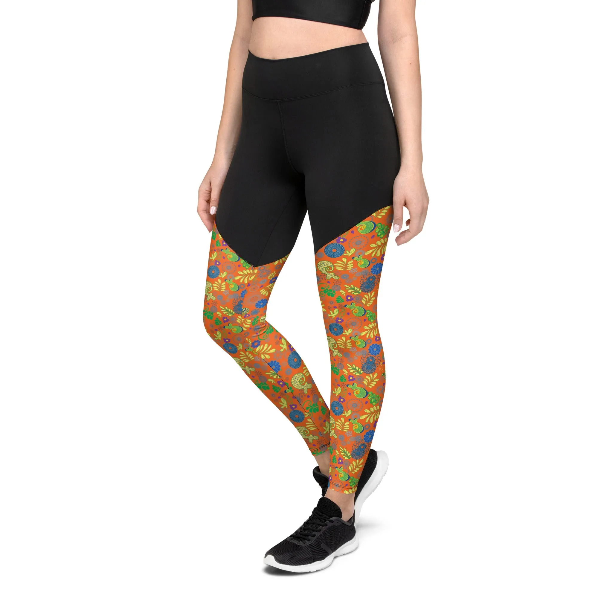 Orange Paisley Sports Leggings