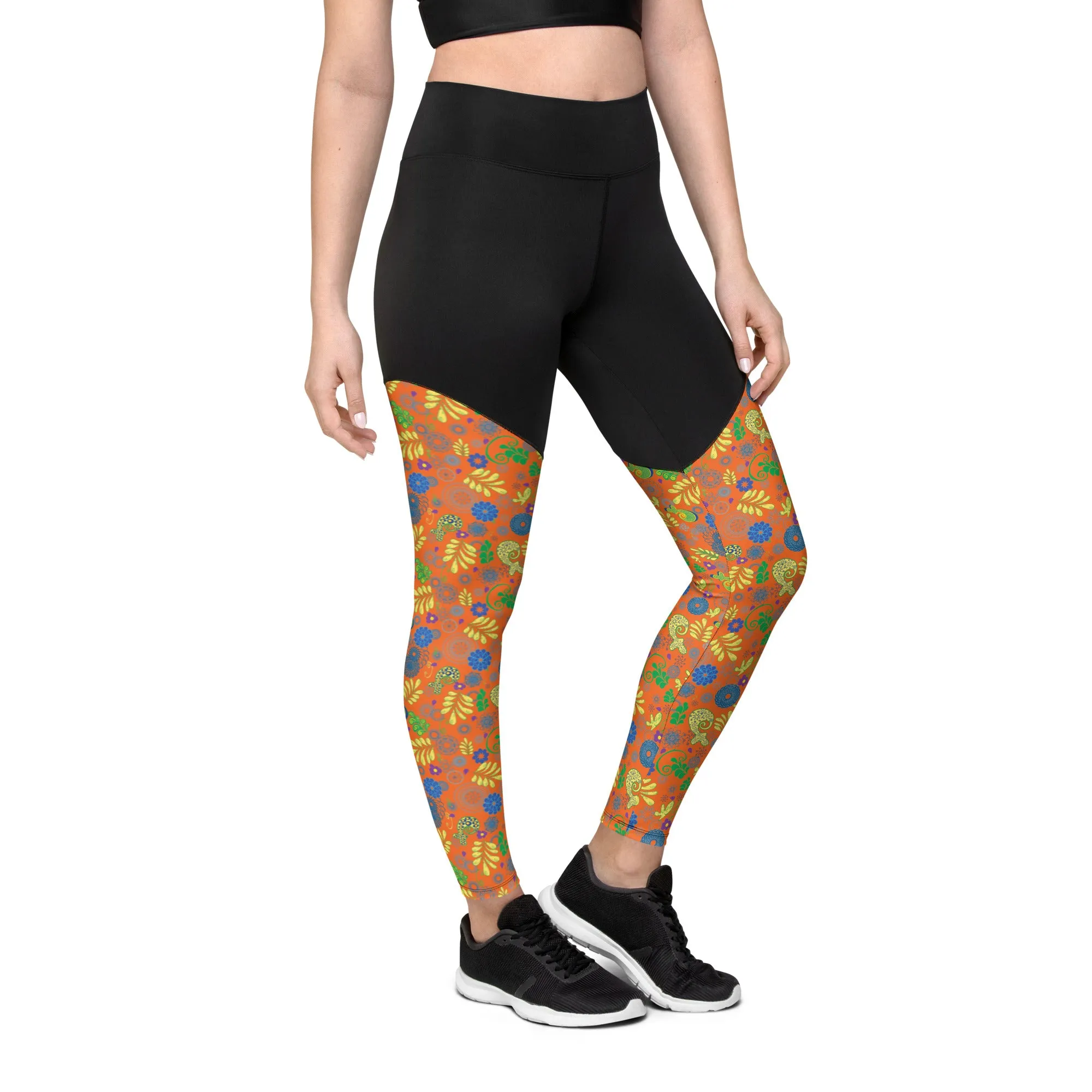 Orange Paisley Sports Leggings