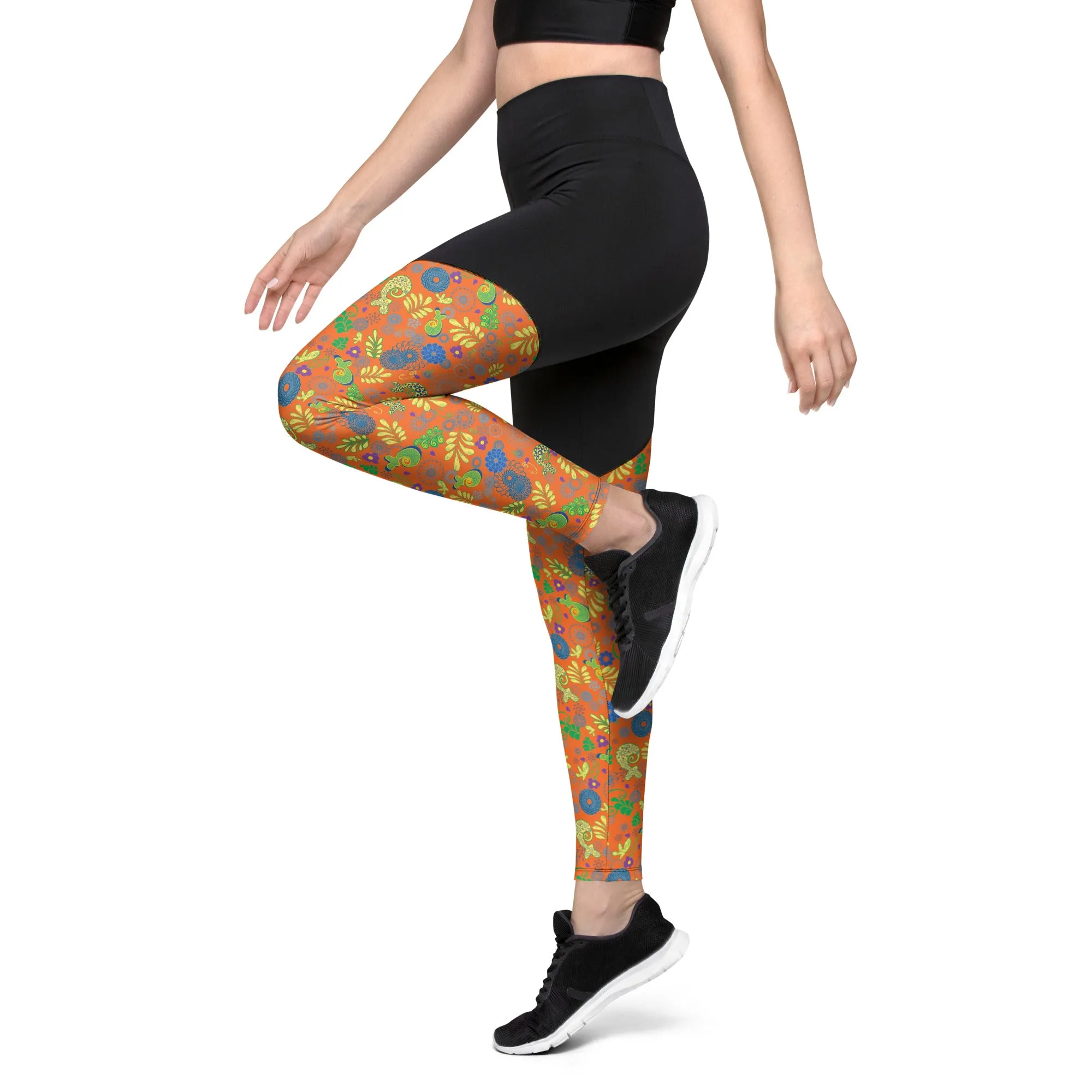 Orange Paisley Sports Leggings