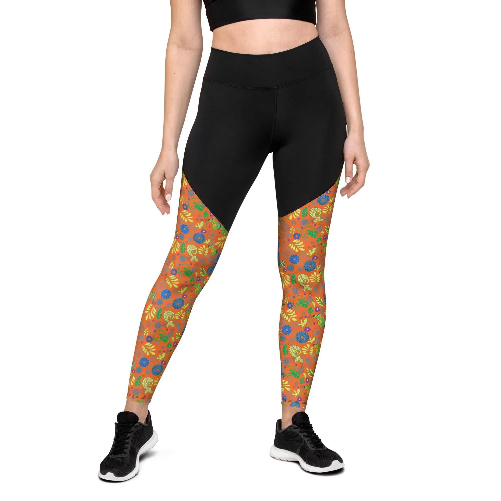 Orange Paisley Sports Leggings