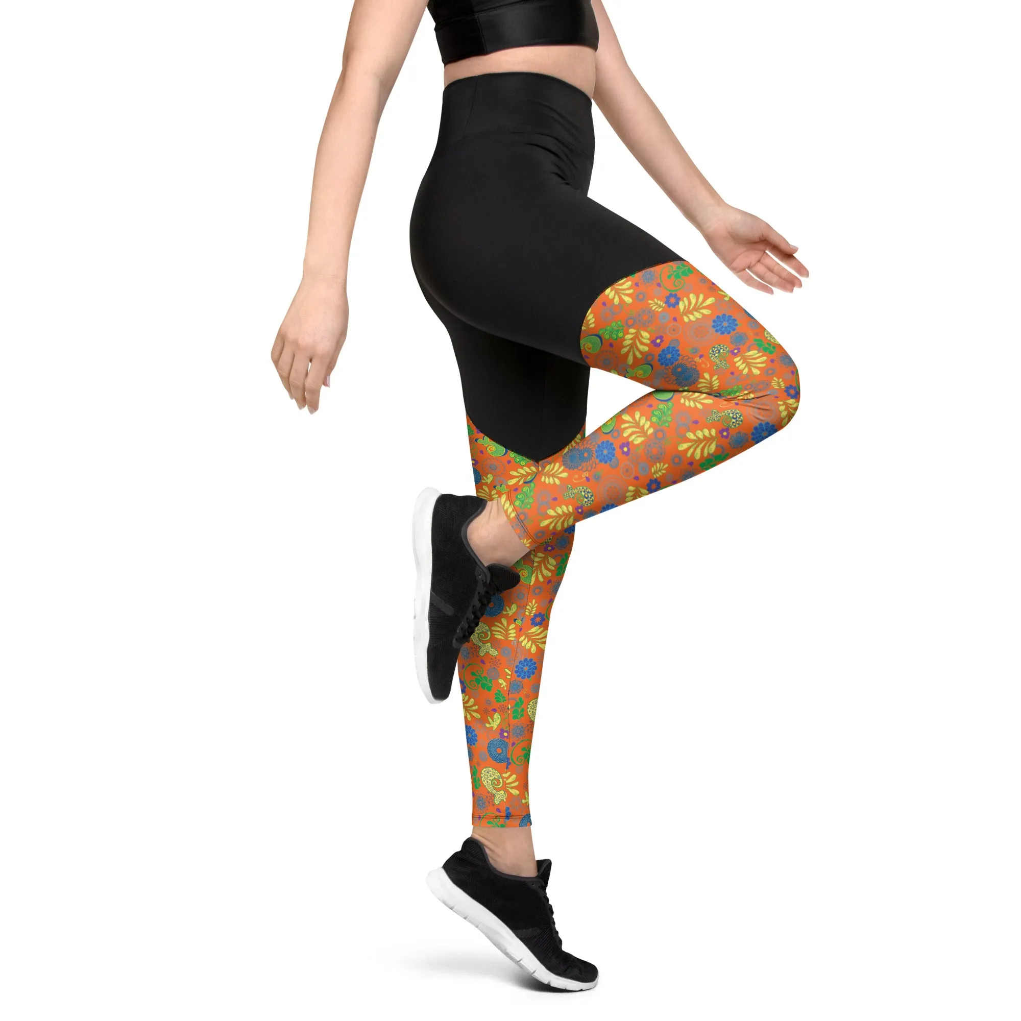 Orange Paisley Sports Leggings