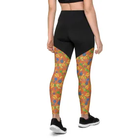 Orange Paisley Sports Leggings