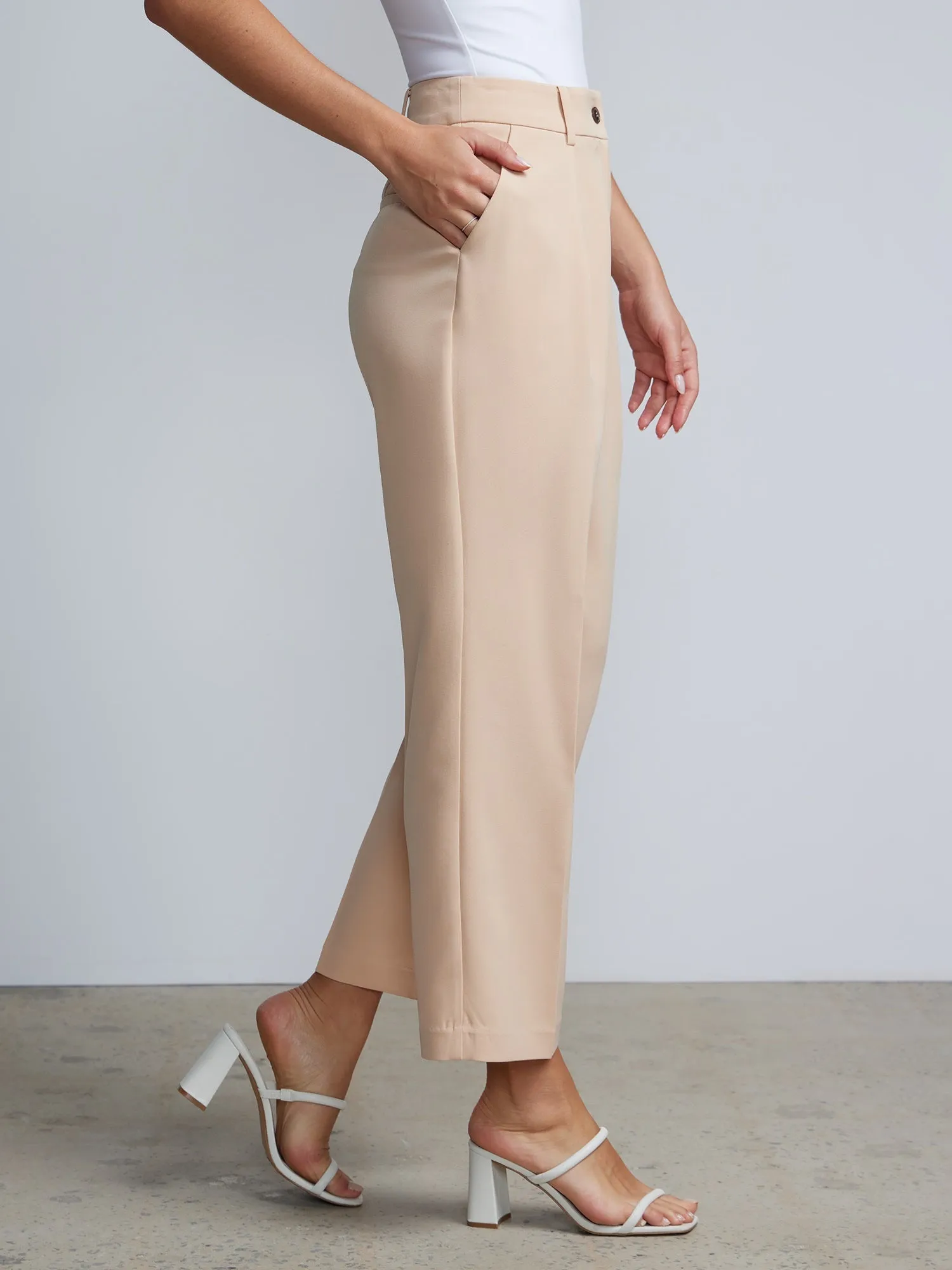 Petite High Rise Pleated Trousers