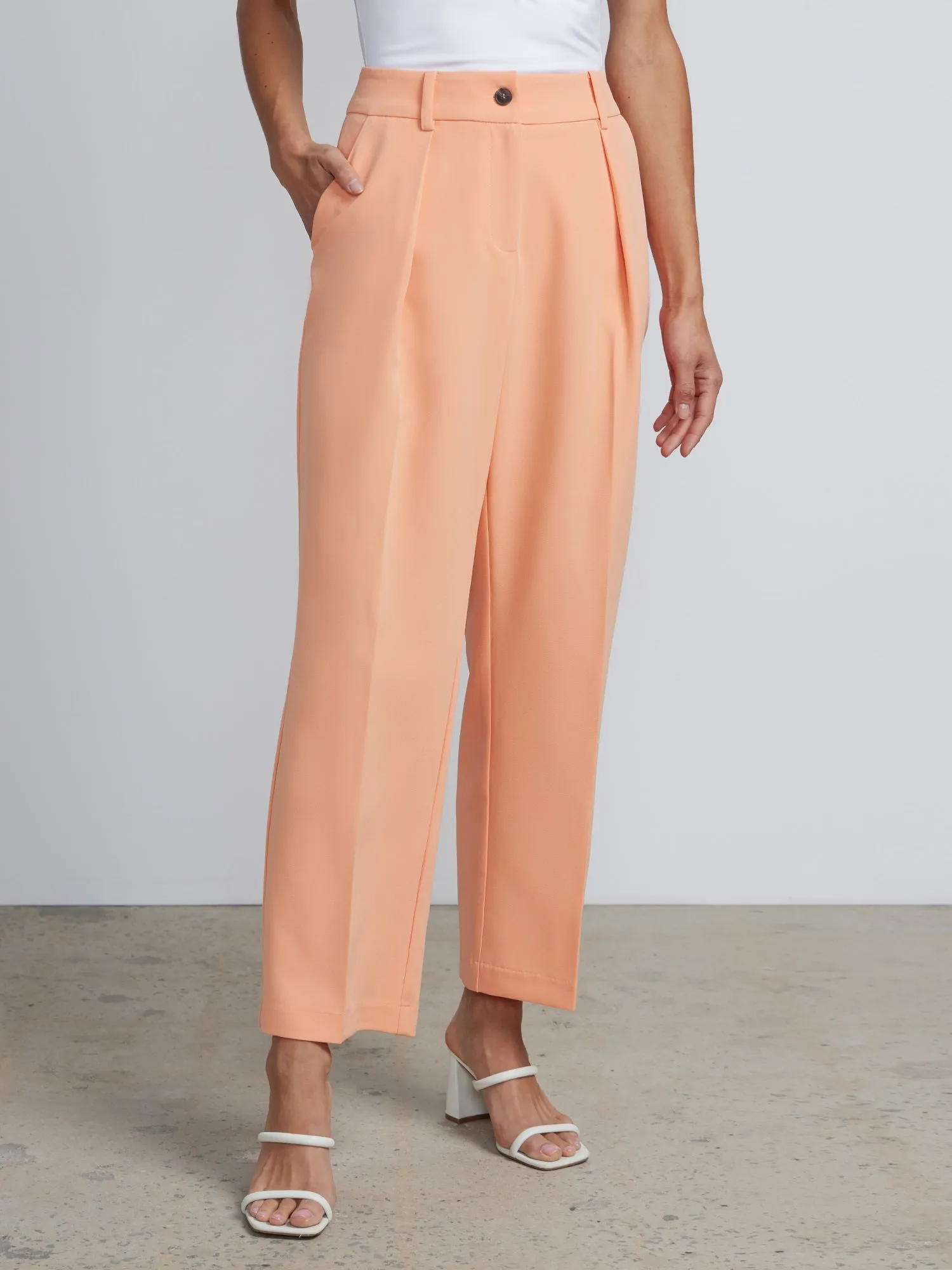 Petite High Rise Pleated Trousers