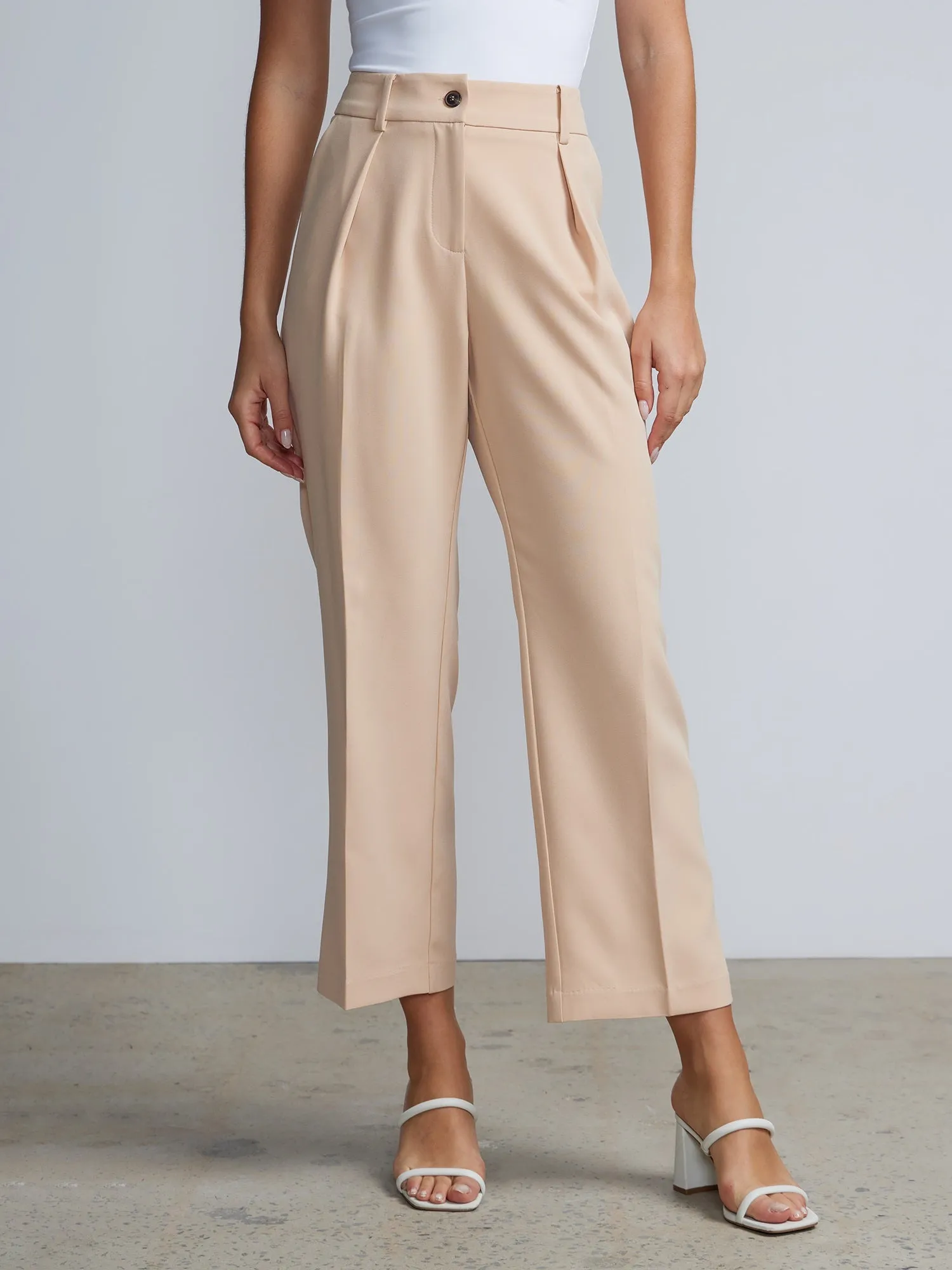 Petite High Rise Pleated Trousers