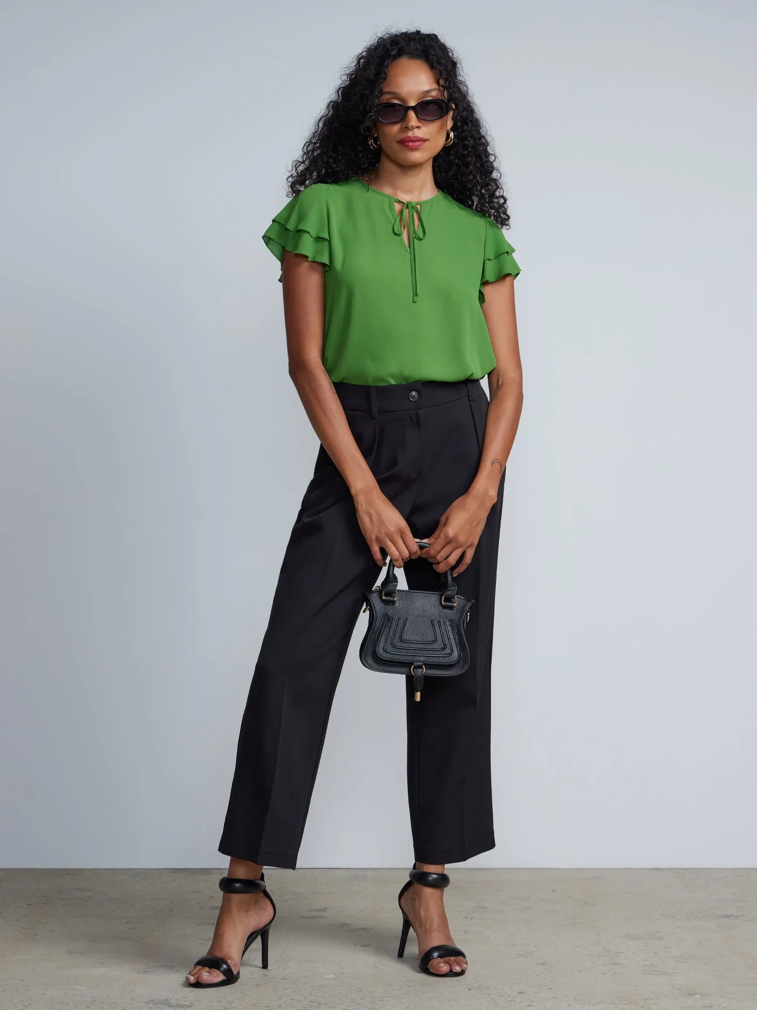 Petite High Rise Pleated Trousers