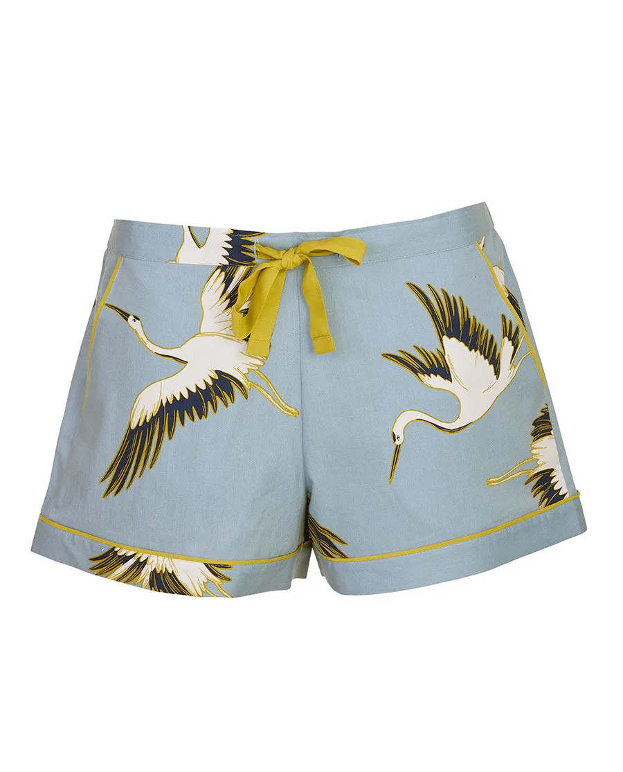 Piper Womens Crane Bird Print Shorts