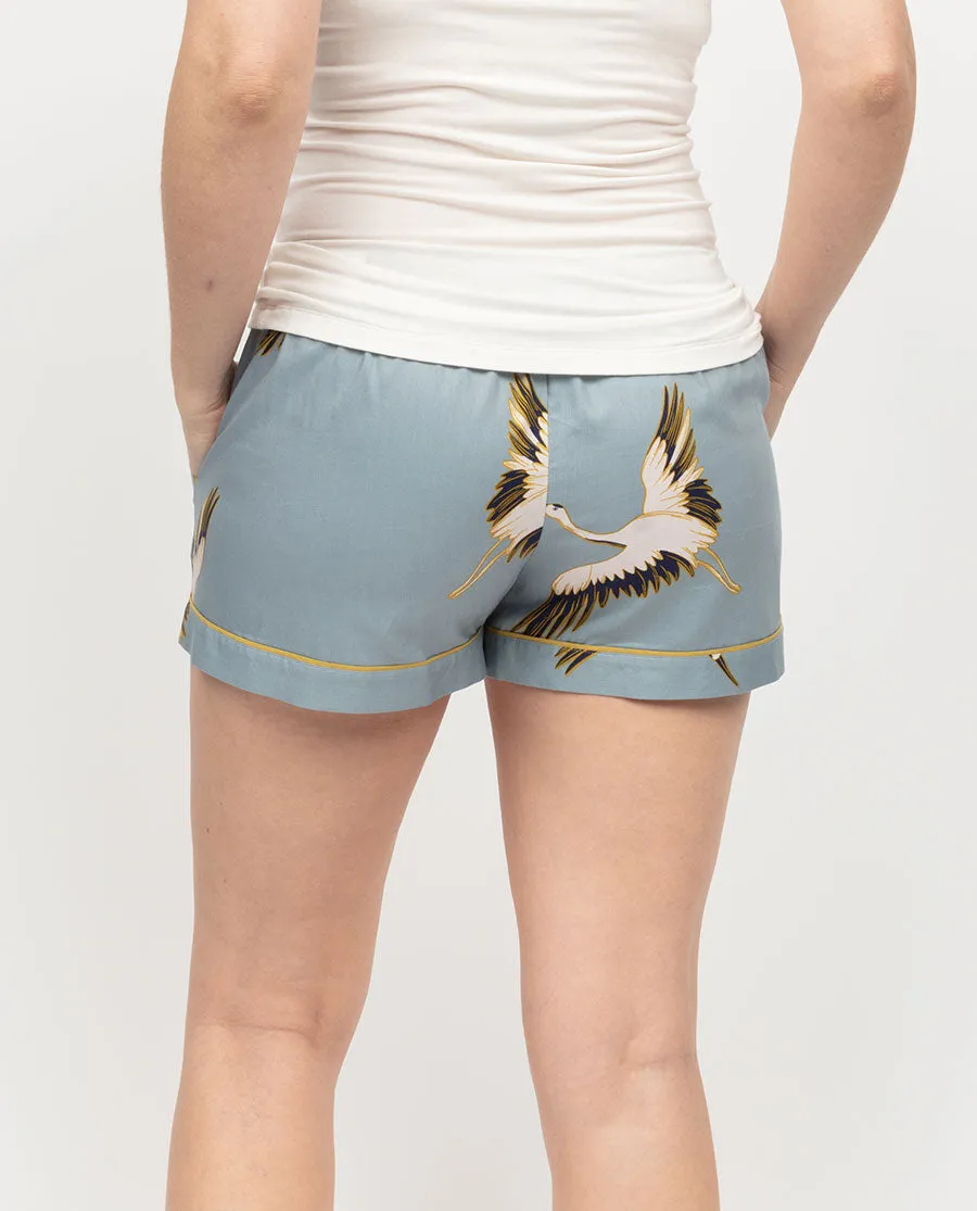 Piper Womens Crane Bird Print Shorts