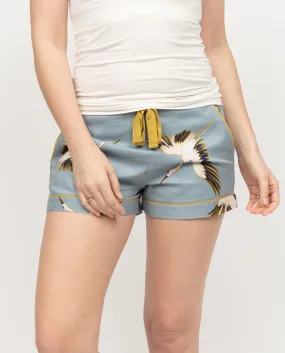 Piper Womens Crane Bird Print Shorts