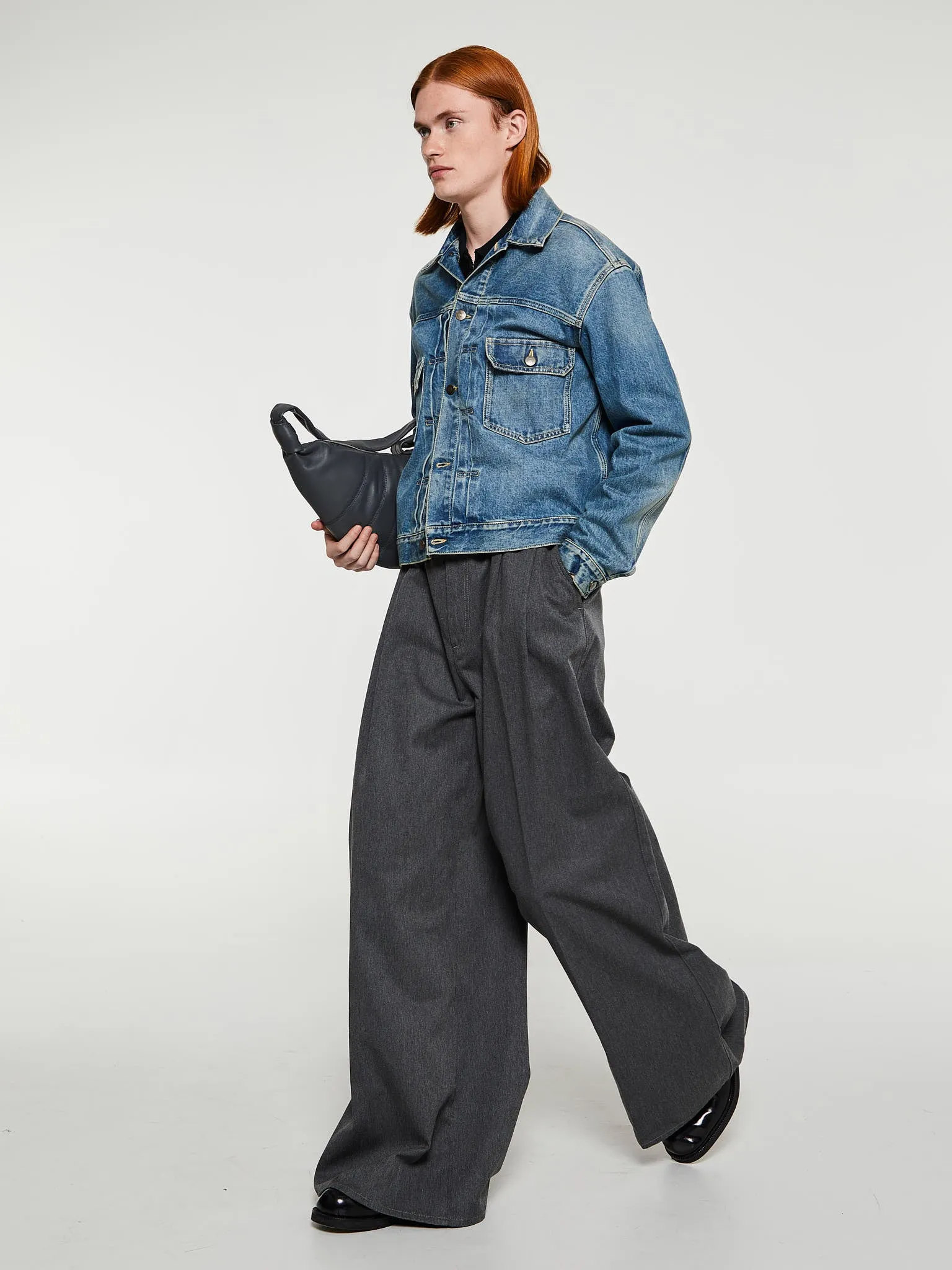 Pleated Trousers in Anthracite Melange