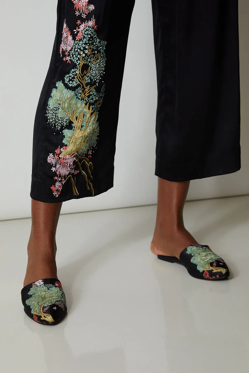 Sansui Embroidered Silk Pants