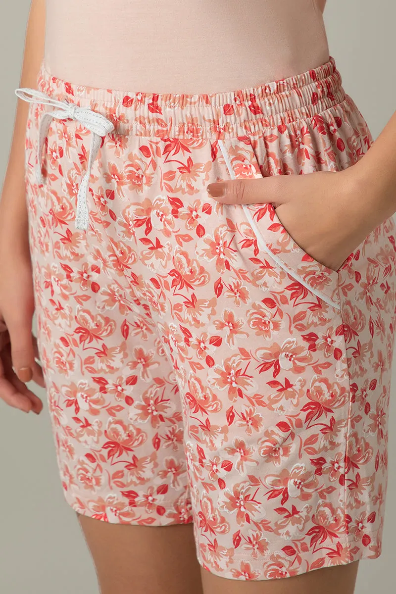 Sleep Shorts - Peach Floral Print