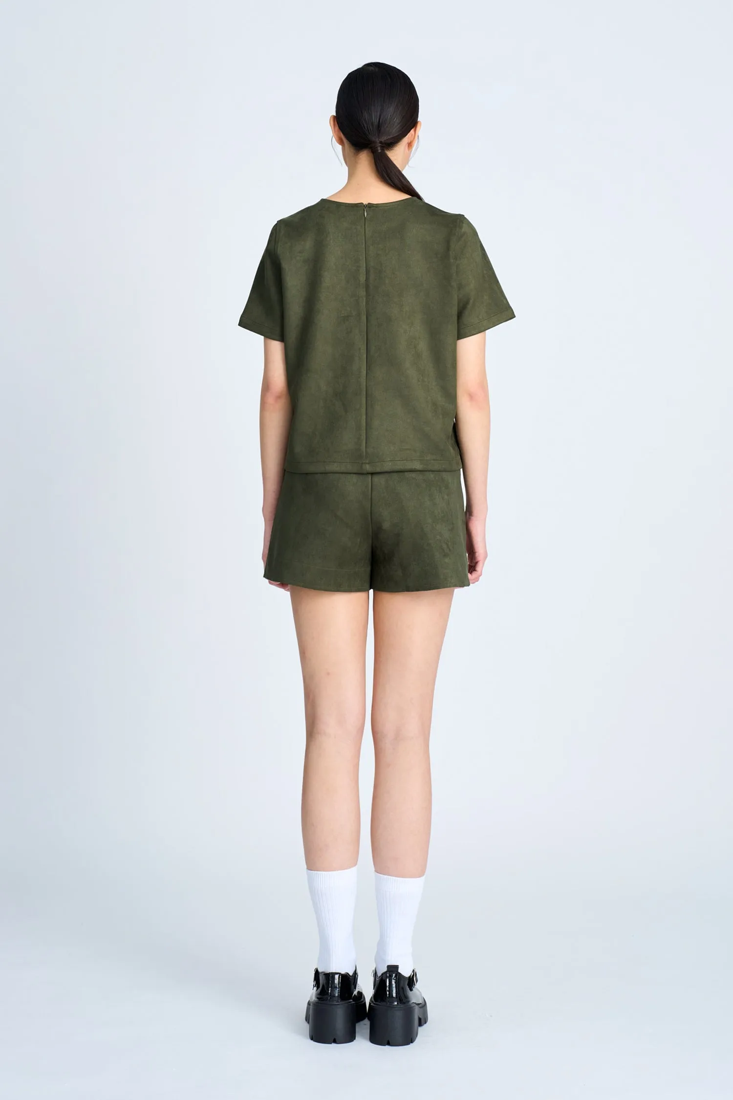 Suede Shorts - Army Green