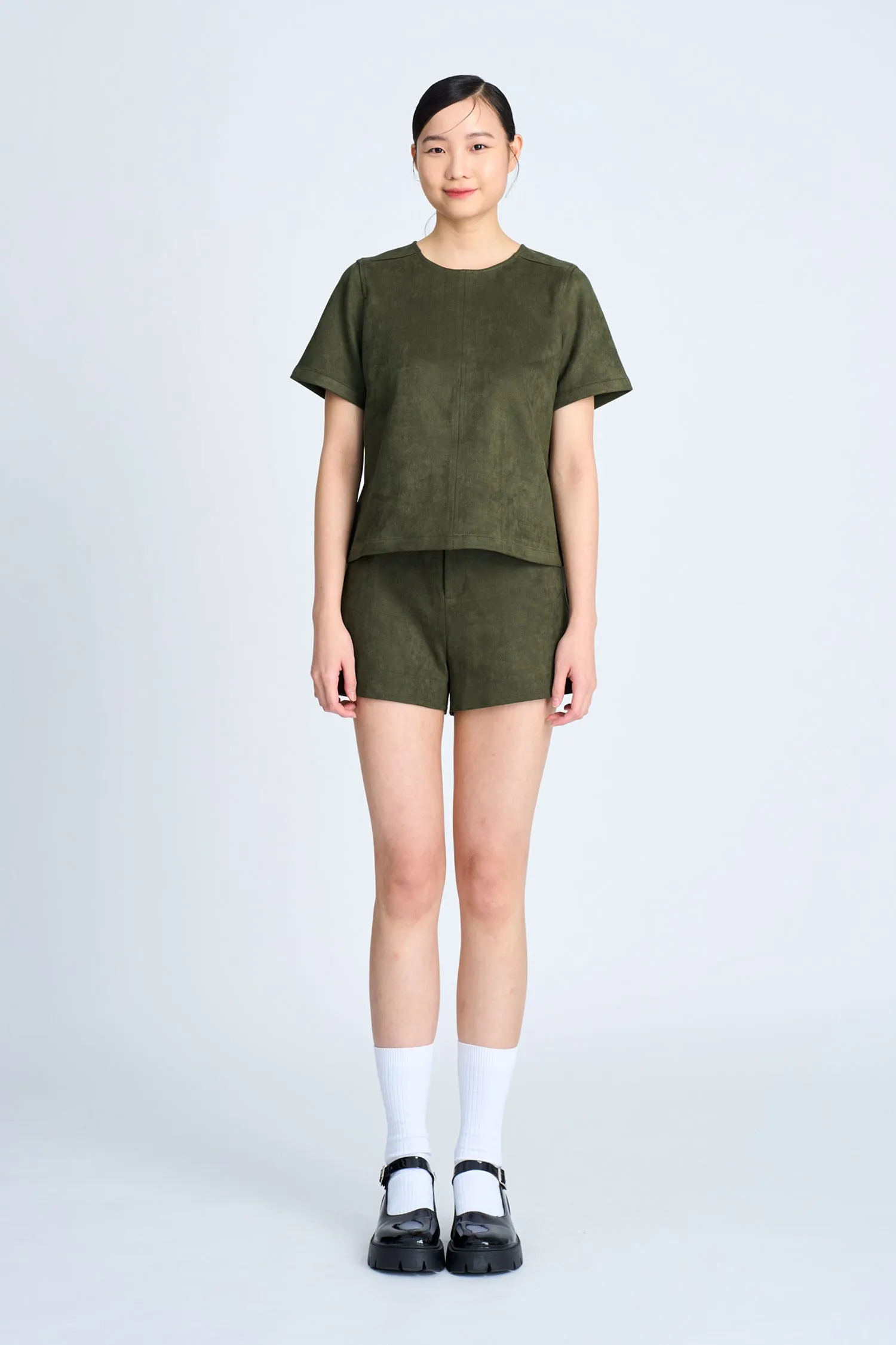 Suede Shorts - Army Green