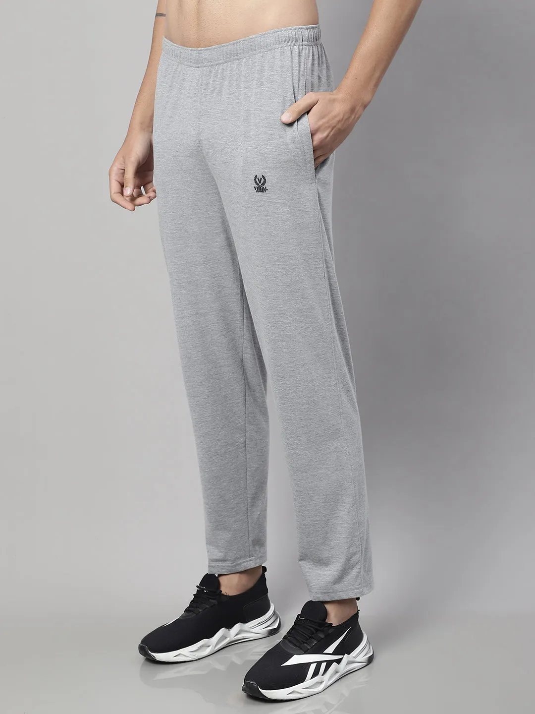 Vimal Jonney Grey Melange Regular fit Cotton Trackpant for Men