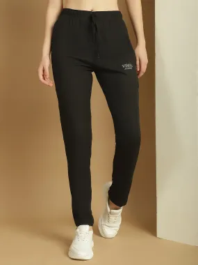 Vimal Jonney Solid Black Regular Fit Polyster Lycra Trackpant For Women