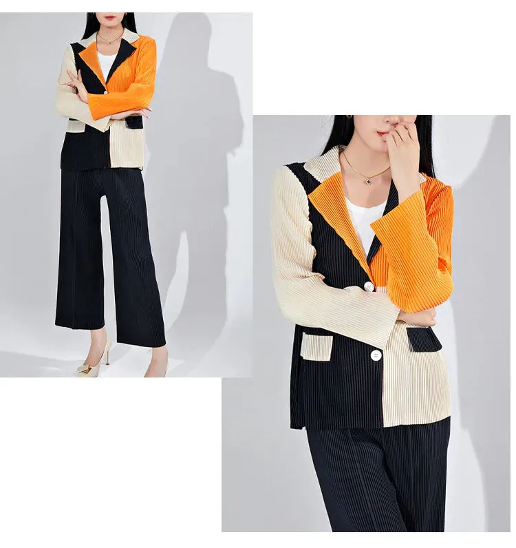 Women's 2-Piece Pleated Blazer & Trousers Set