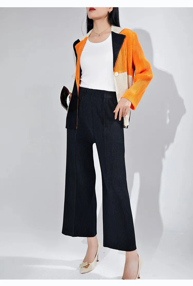 Women's 2-Piece Pleated Blazer & Trousers Set