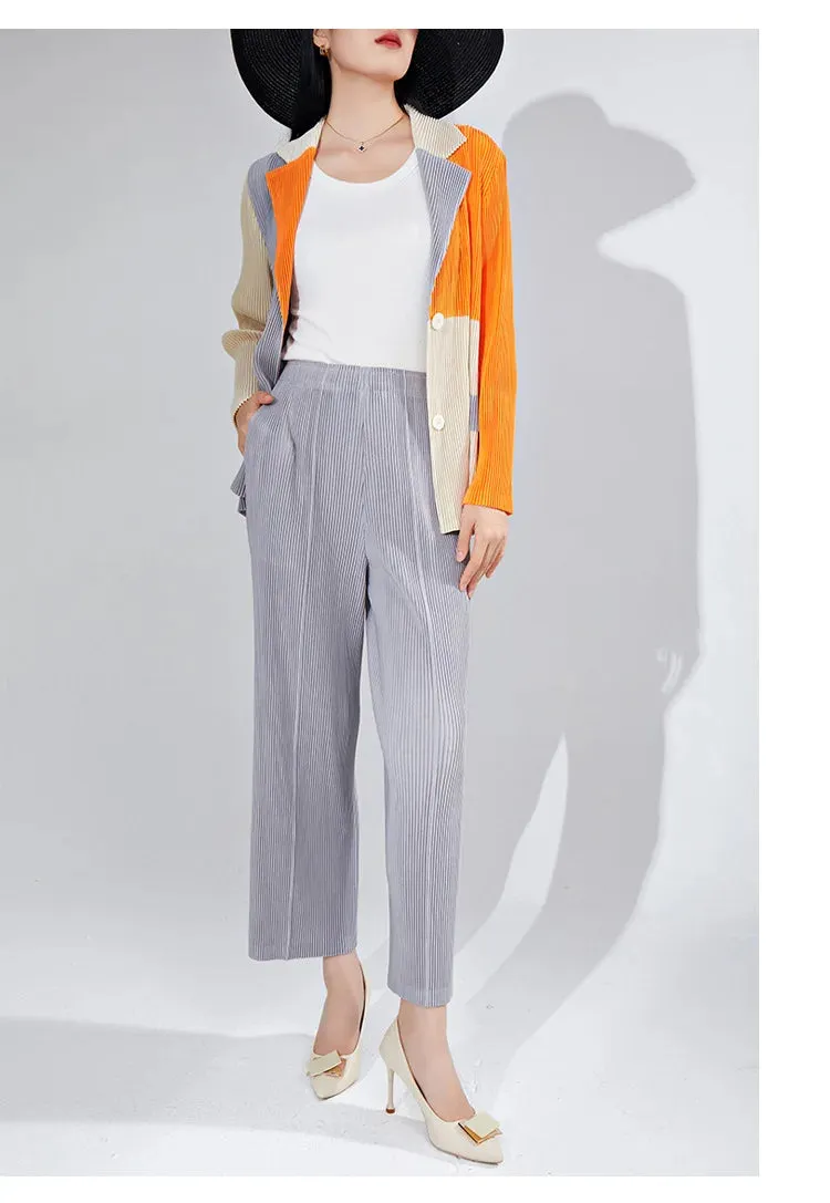 Women's 2-Piece Pleated Blazer & Trousers Set