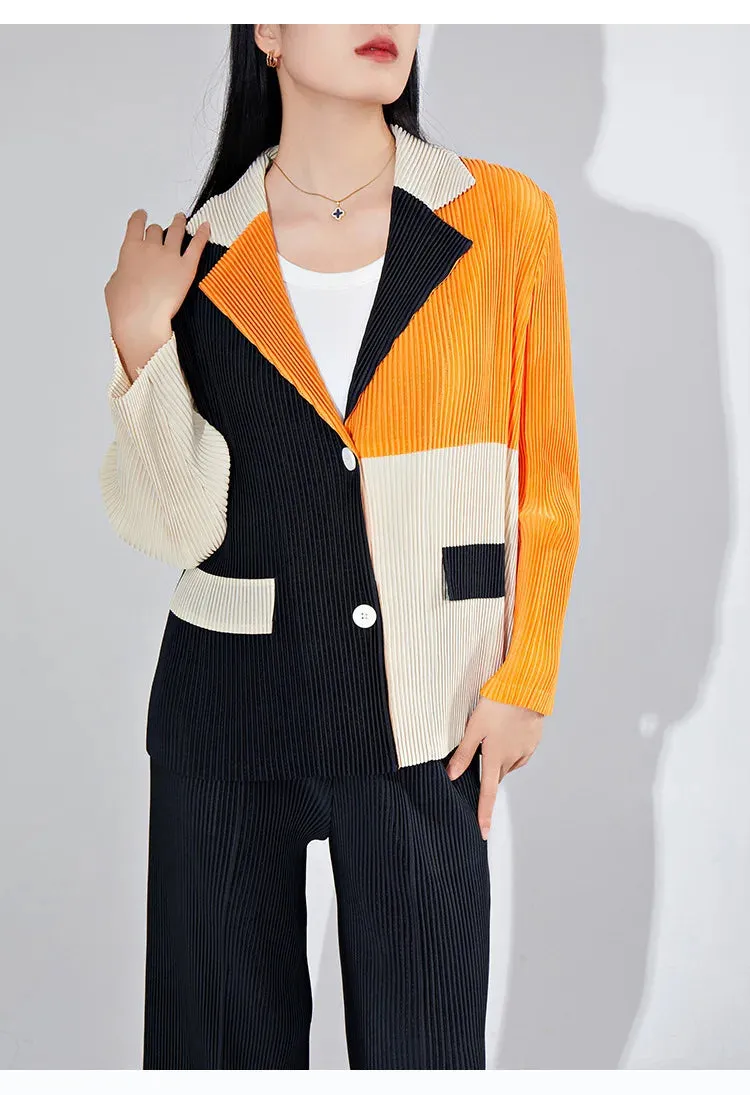 Women's 2-Piece Pleated Blazer & Trousers Set