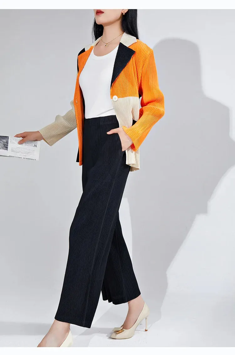 Women's 2-Piece Pleated Blazer & Trousers Set