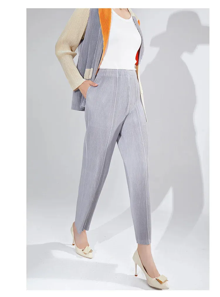 Women's 2-Piece Pleated Blazer & Trousers Set