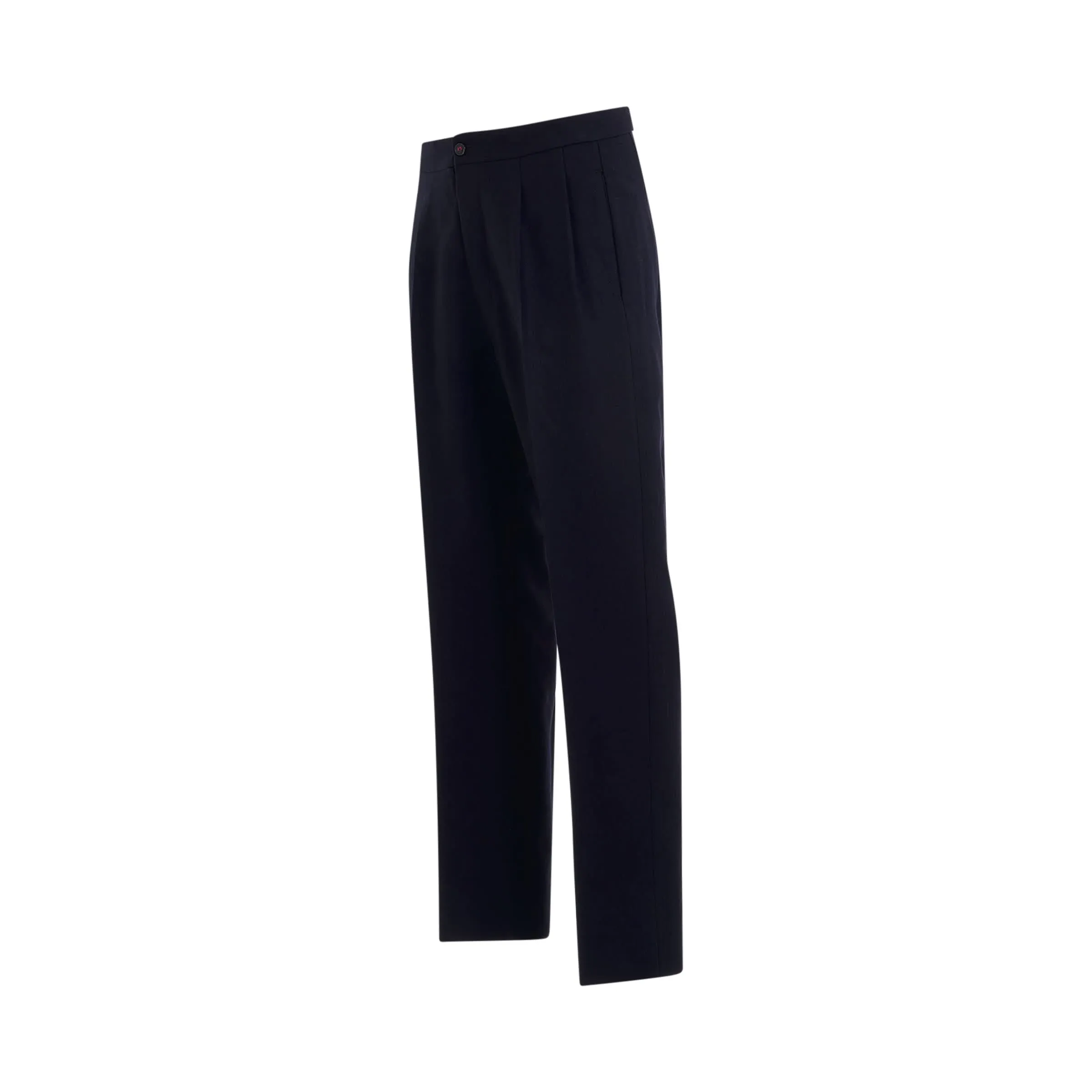 Wool Herringbone Trousers in Navy